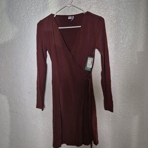 Twik Deep Red Long Sleeve Wrap Dress